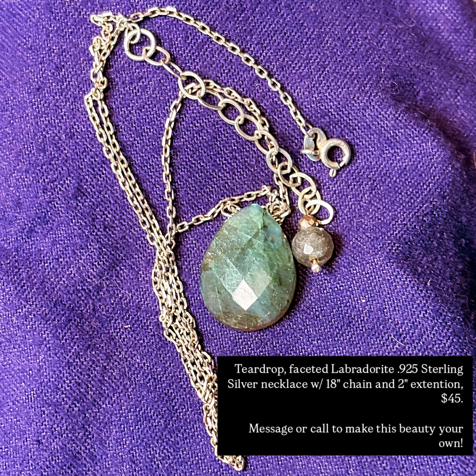 Labradorite on .925 Sterling Silver Chain