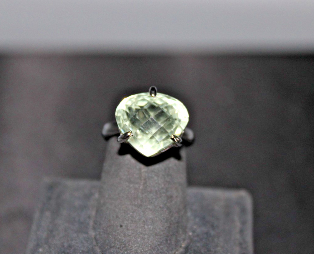 Green Amethyst And Sterling Silver Ring Size 6.5