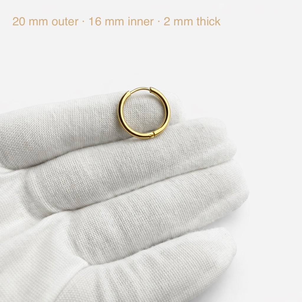 Gold Huggie Hoop Earrings Stainless Steel Hypoallergenic Clicker Sleeper Unisex
