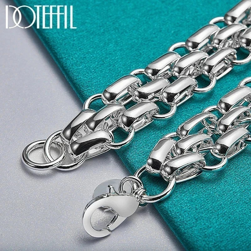 925 Sterling Silver Chain Bracelet for Women Men Solid Charms Party Wedding Gift