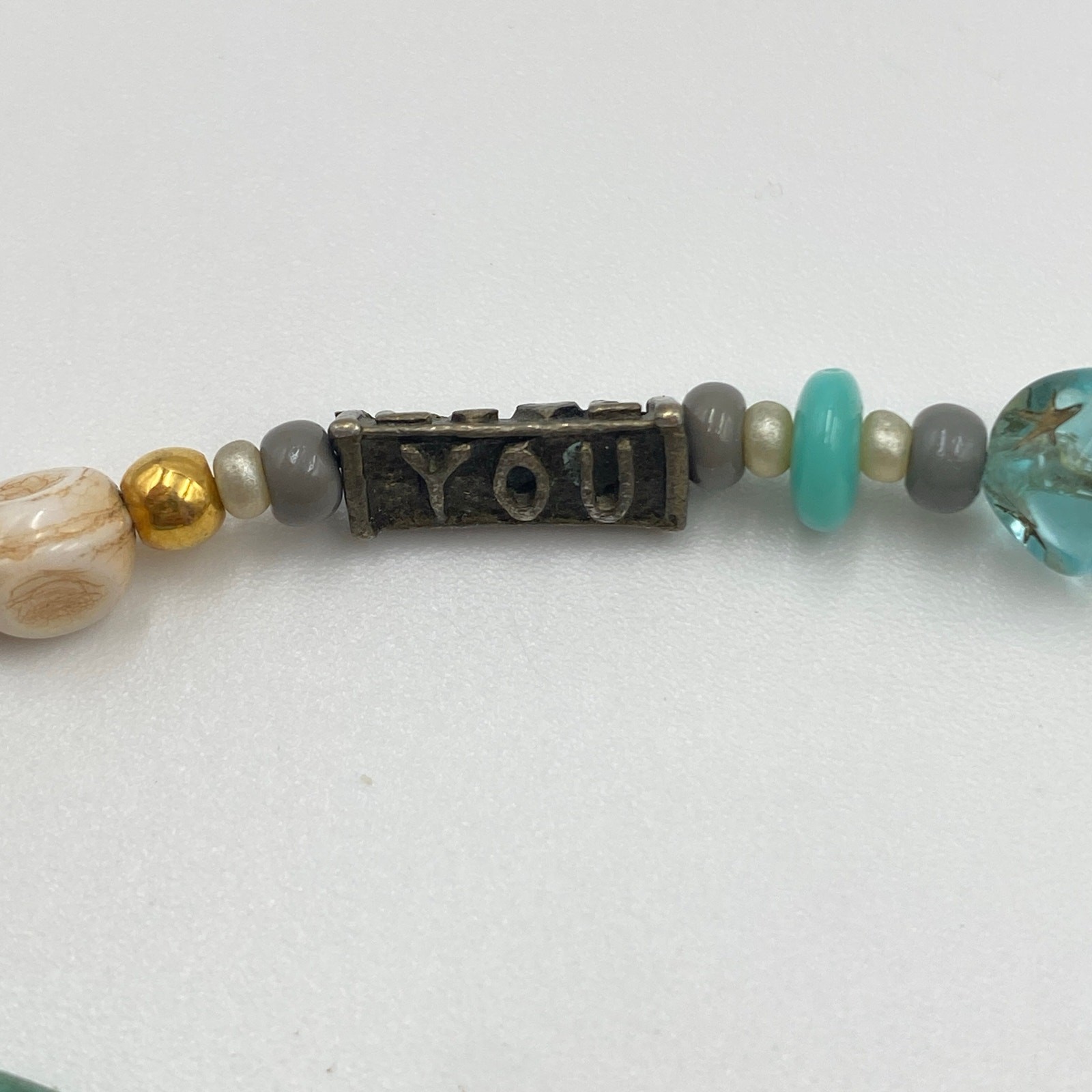 Beautiful Double Strand Bracelet, Earth Tone I Love You Half Moon Stars Bracelet