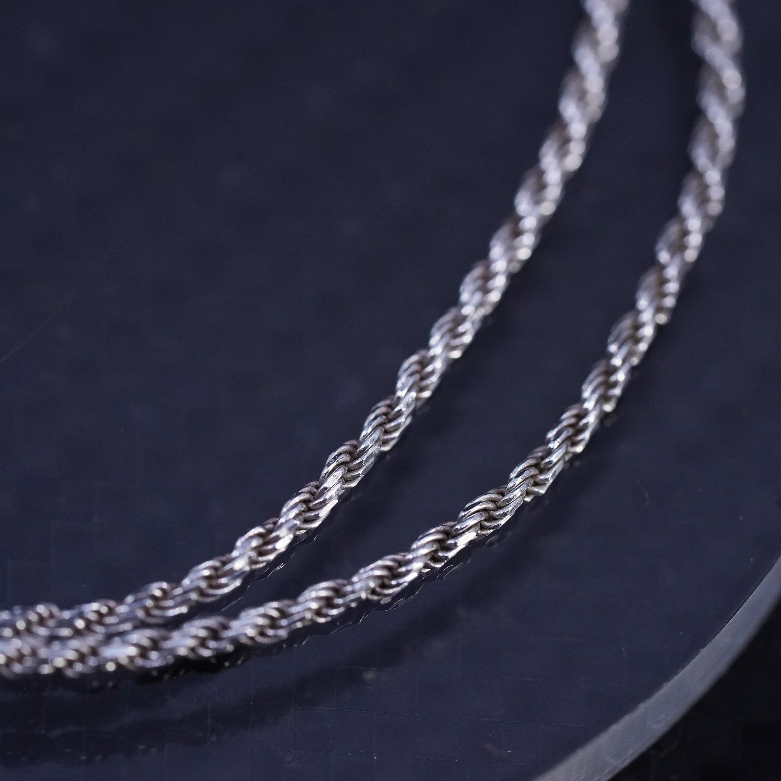 18” 1.6mm, vintage Italian AGI sterling silver 925 rope chain necklace