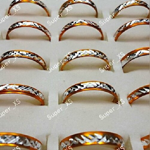 500Pcs Wholesale Lots Pretty Gold color Women Aluminum Alloy Rings Jewelry