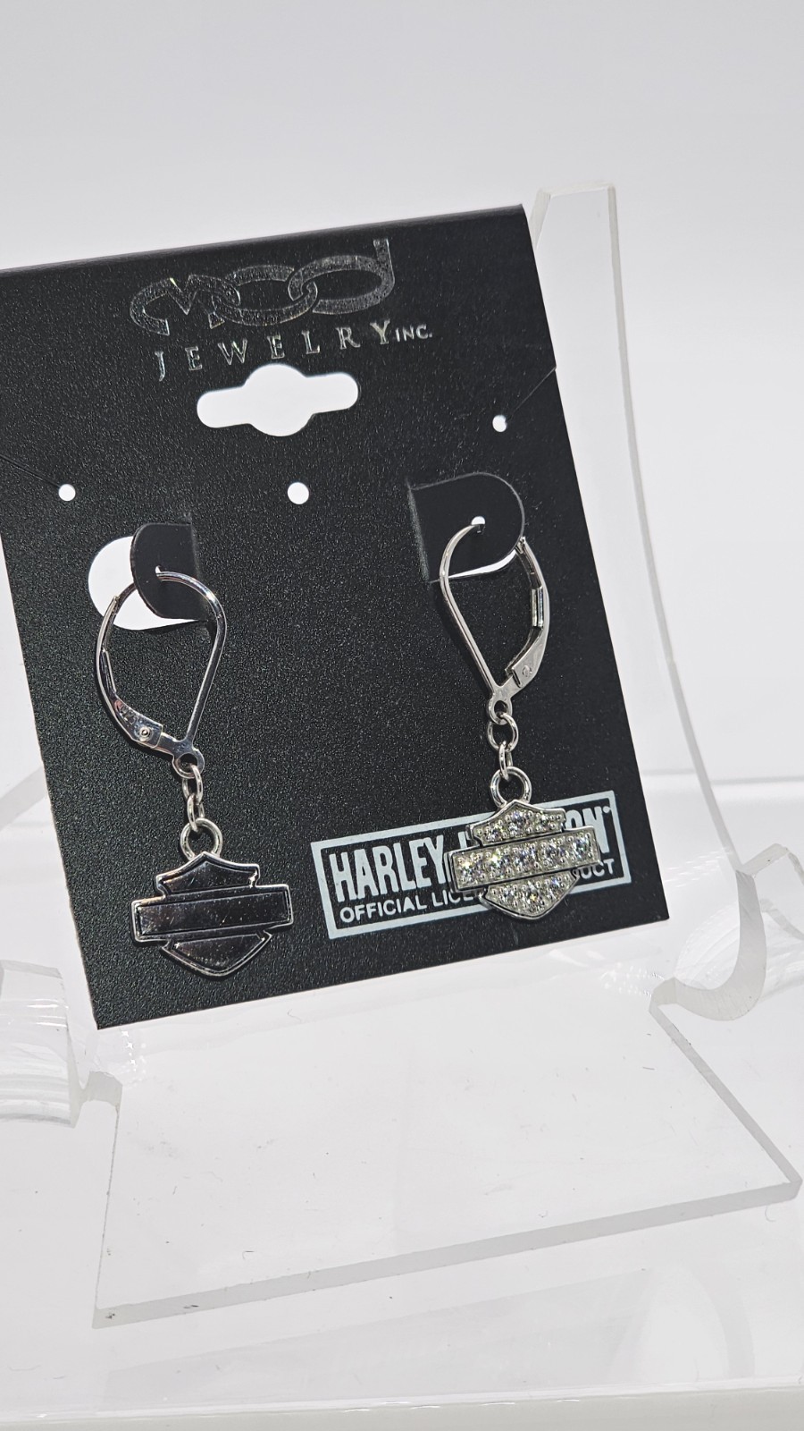 Harley-Davidson Women’s Earrings, Bling Bar & Shield Dangles, Silver HDE0183