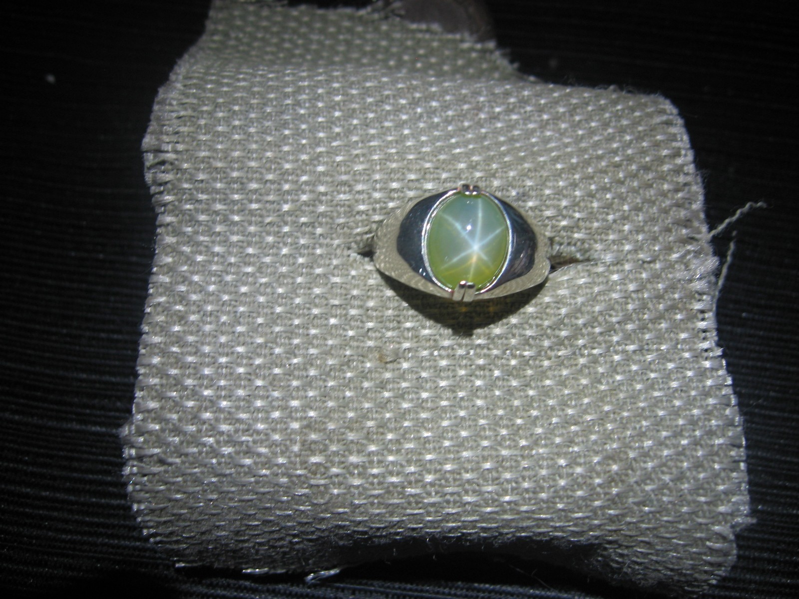 9X11M TRANSLUCENT SIGNED FERN GREEN LINDE STAR SAPPHIRE RING .925 STERLING SZ 9