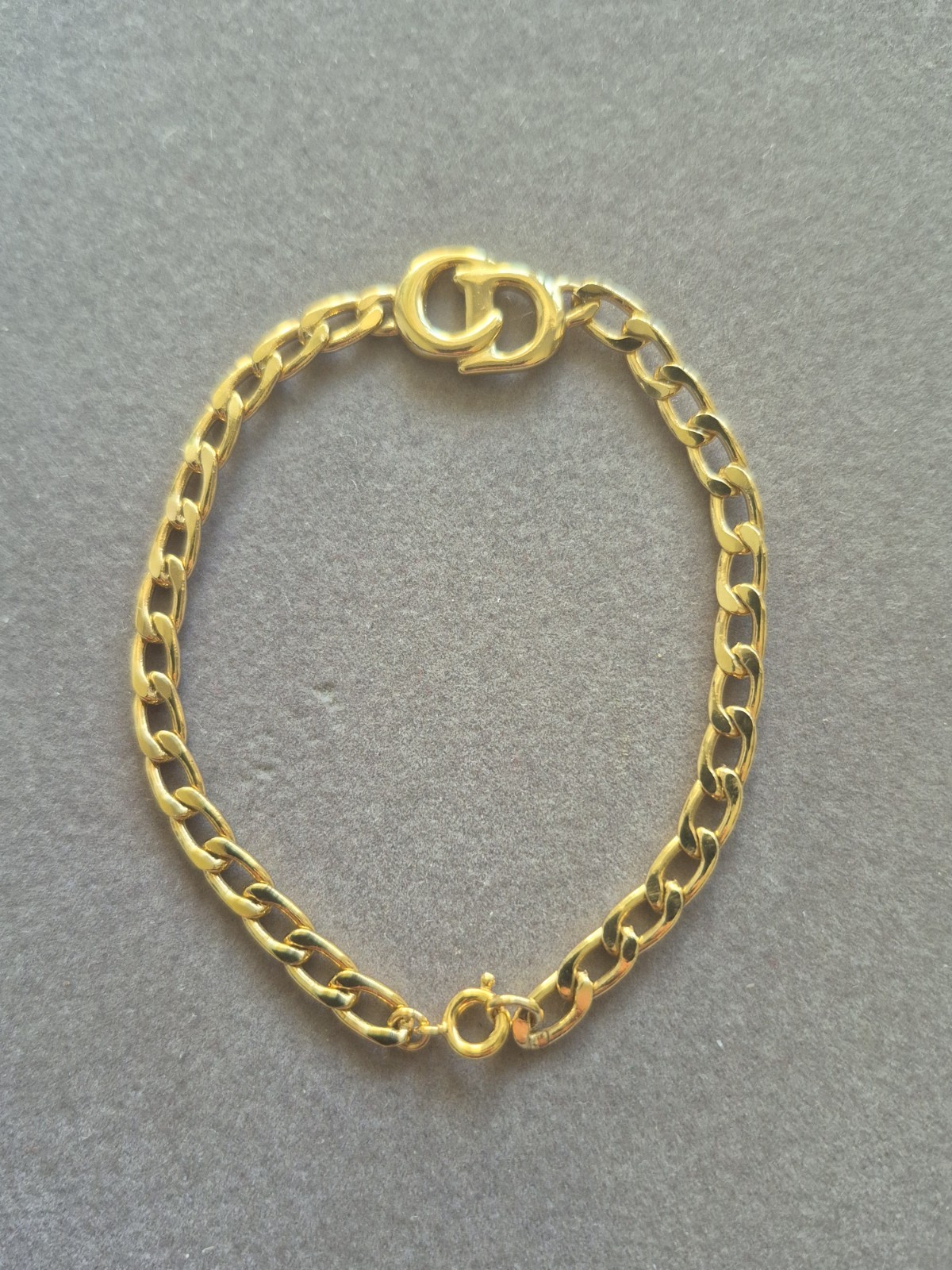 Christian Dior CD Logo gold tone chain bracelet
