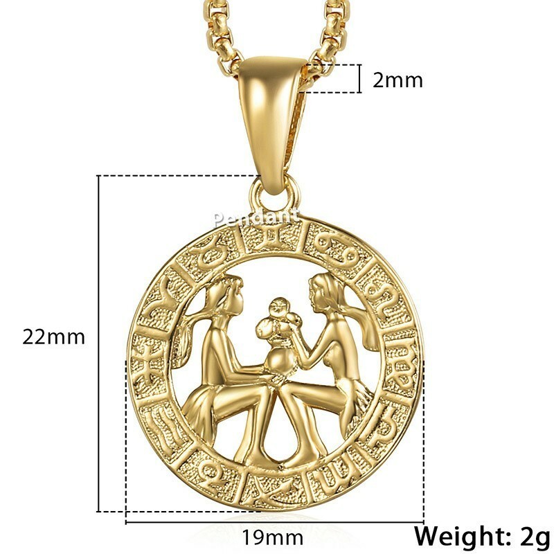 Gold Plated Zodiac Sign Constellation Pendant Necklace Choker Women Men Jewelry