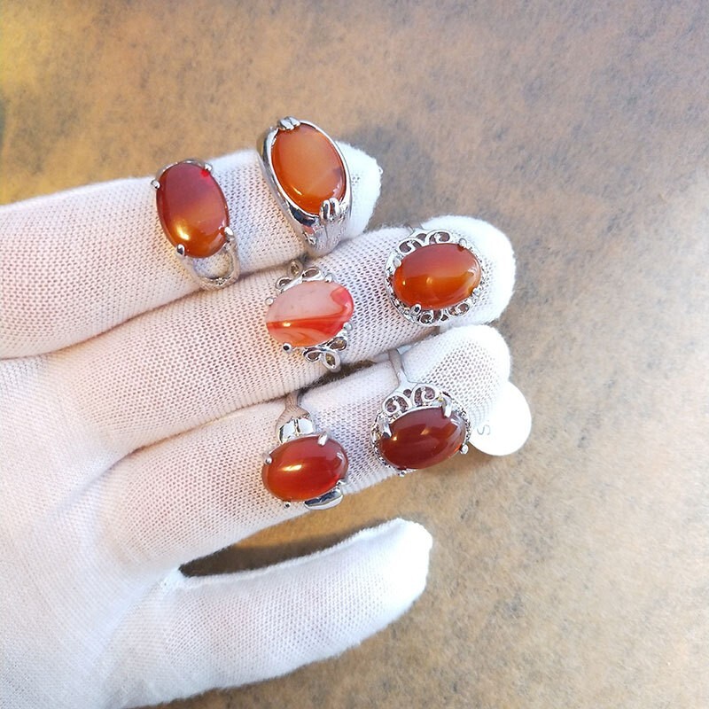 Wholesale 100Pcs Lot Mixed Ring Natural Stone Rings Women Gemstone Jewelry Bulk