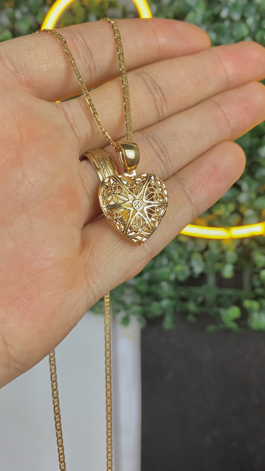 Heart Necklace Charm Pendant Mariner Chain for Womens Girls Gifts Cadena Corazon