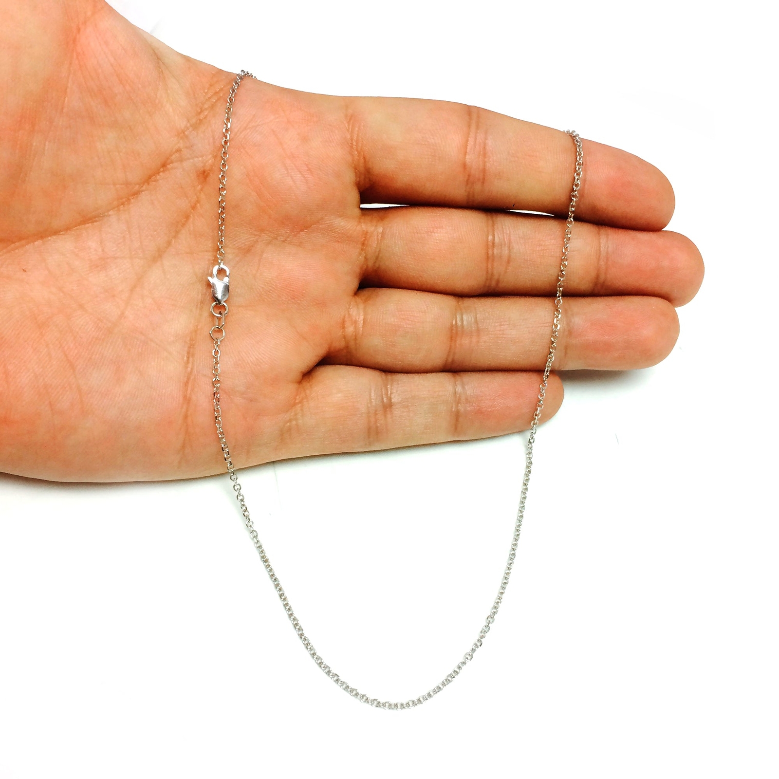 14k White Real Gold Cable Link Chain Necklace, 1.4mm, 18″