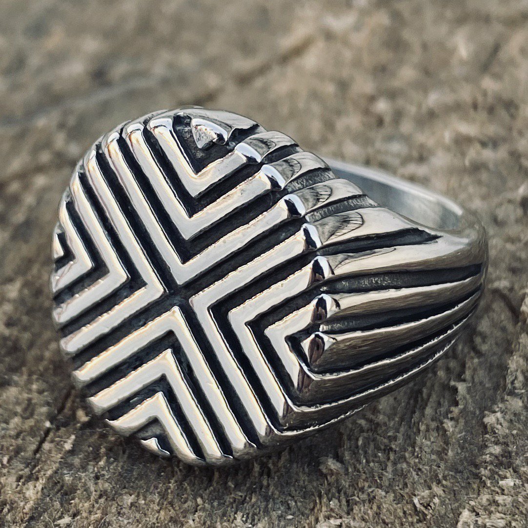 MENDEL Fashion Cool Mens Stainless Steel Biker Geometric Ring Size 8 9 10 11-13