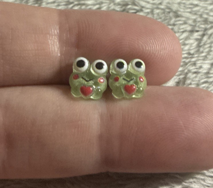 Mini Frog Stud Earrings Cute Fun Gift Novelty Party Holiday Stainless Steel