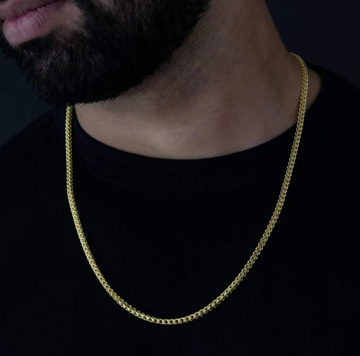 Men’s Real 14k Gold Plated Solid 925 Sterling Silver Franco Chain Necklace
