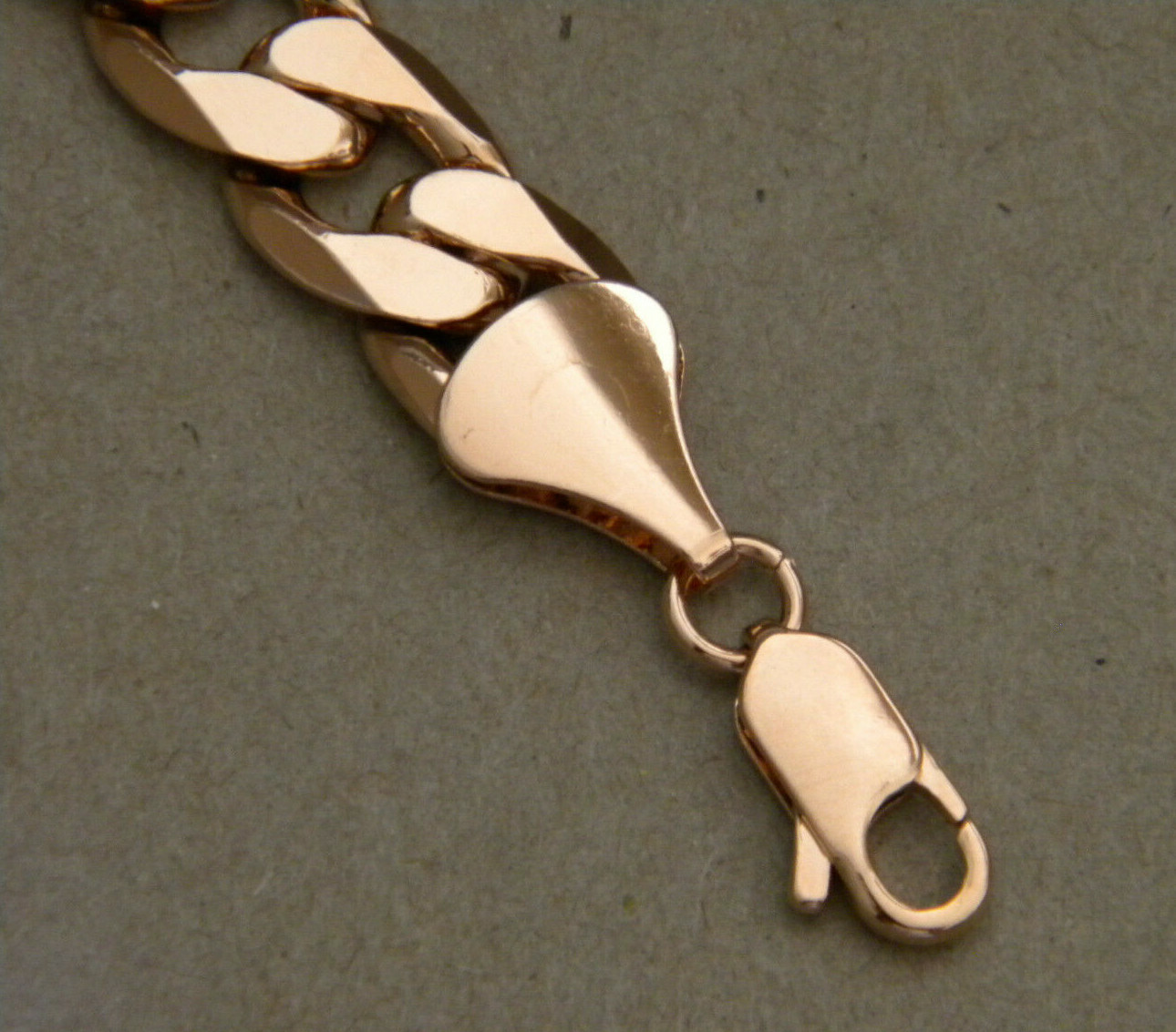 Men’s Rose Pink Gold Plated Cuban Curb Cubic Link Bracelet 8.5in Long 11mm Wide
