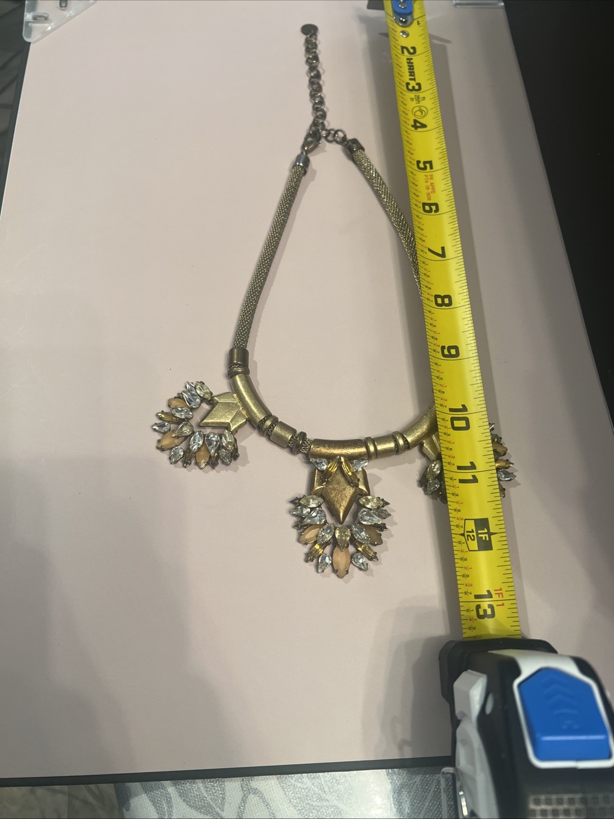 STELLA & DOT Designer Signed Gold Vintage & Faceted Stone Statement Necklace