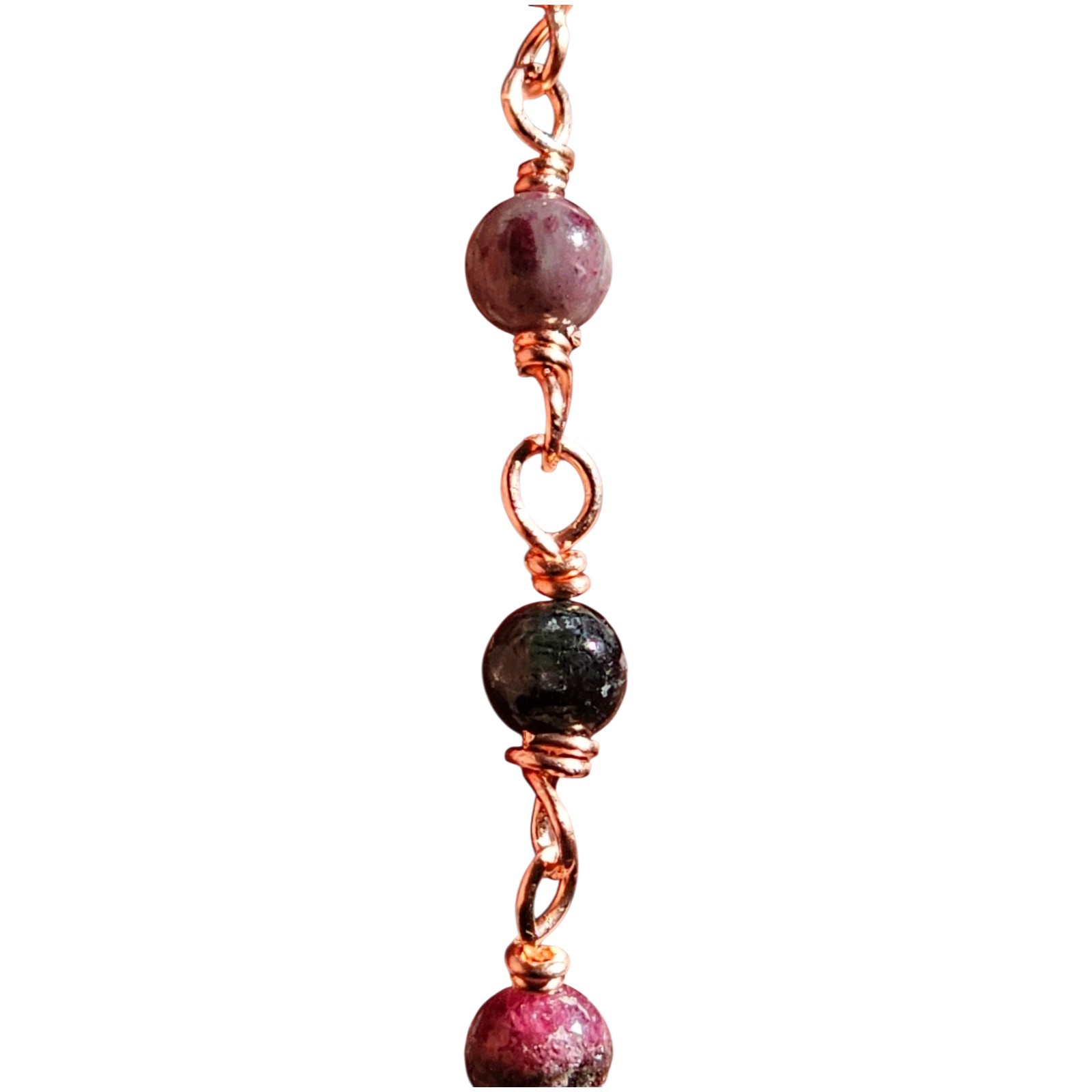 Tourmaline Crystal Half Bangle Made With Copper Wire 7.8mm Beads