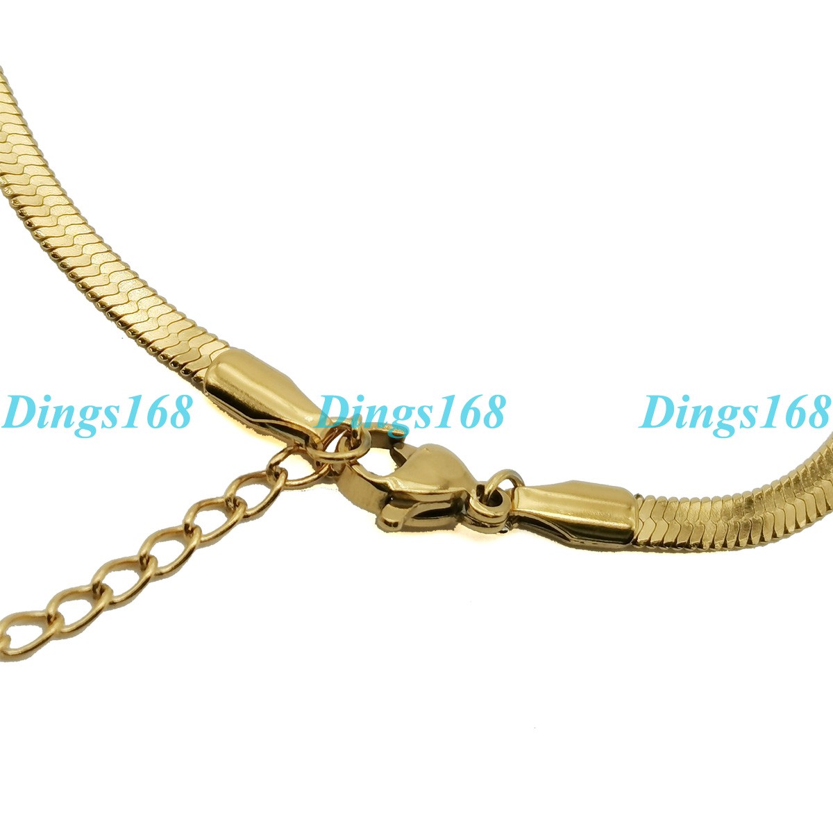 18K Gold Filled Hypo-allergenic 3mm wide 14.5″ +4.5″ Flat Snake Choker Chain J5B