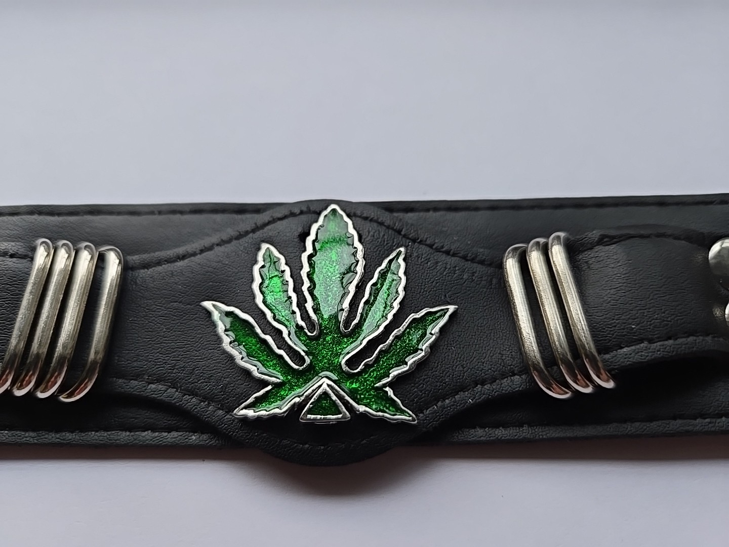 Marijuana Leaf Weed Bracelet Faux Leather punk Gothic