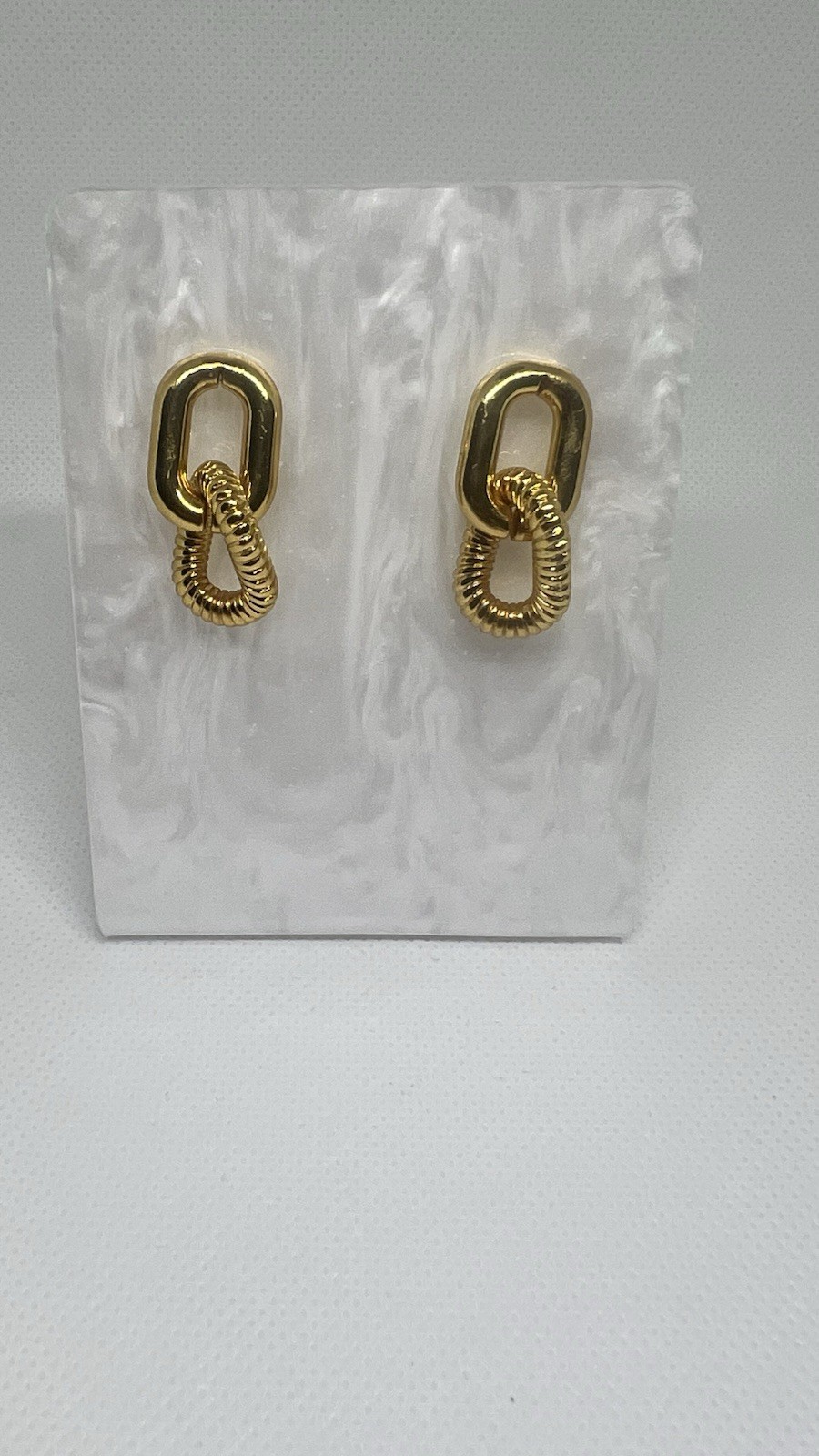 Vintage 1990’s Fashion 18K Yellow Gold Double Link Statement Earrings