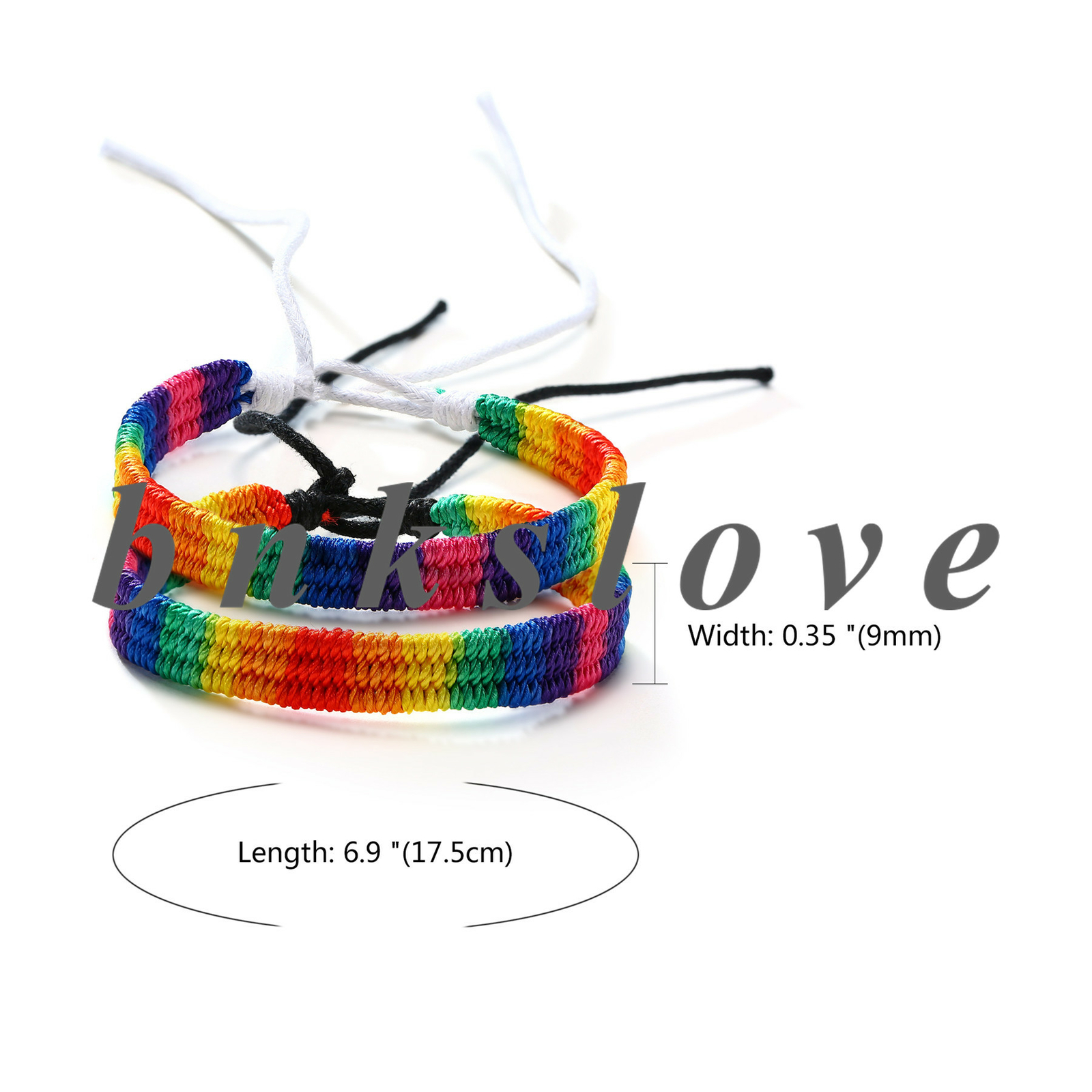 2Pcs Rainbow Pride Bracelets Set Handmade Braided LGBT Gay & Lesbian Bracelet