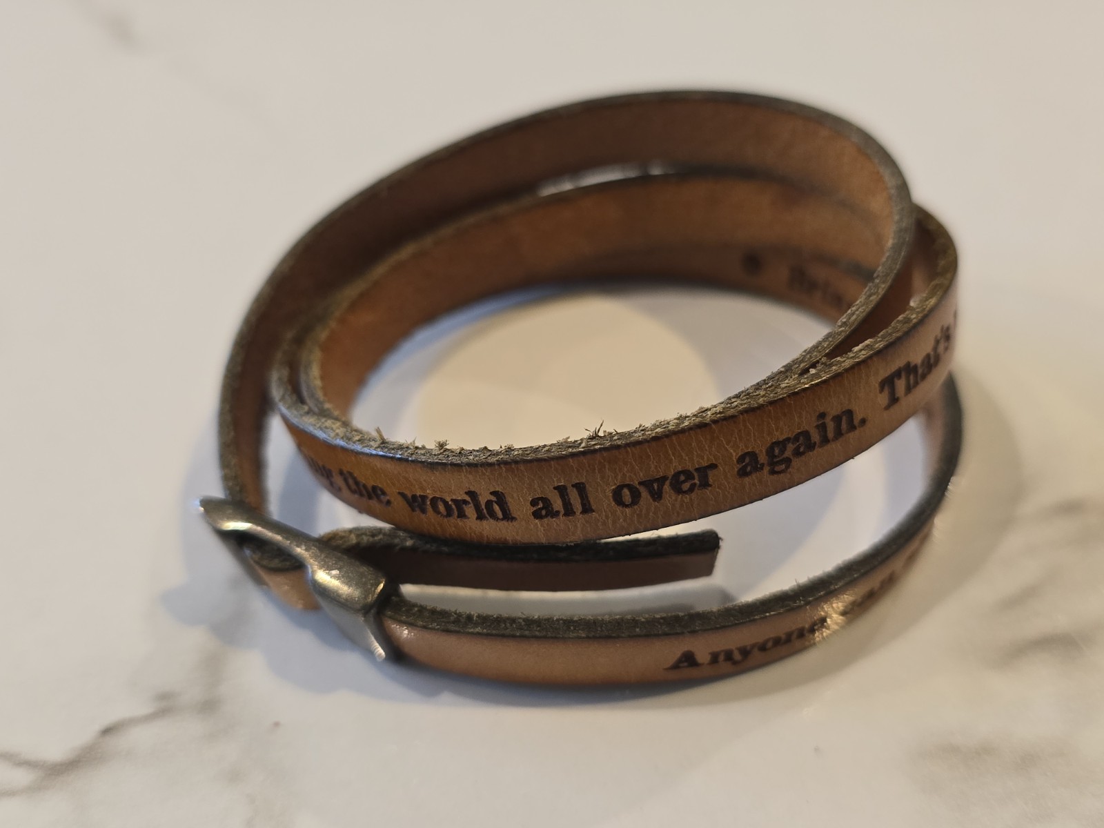 Inspirational Leather Wrap Bracelet Quote Cuff Brown Adjustable Hero Dragon 1117