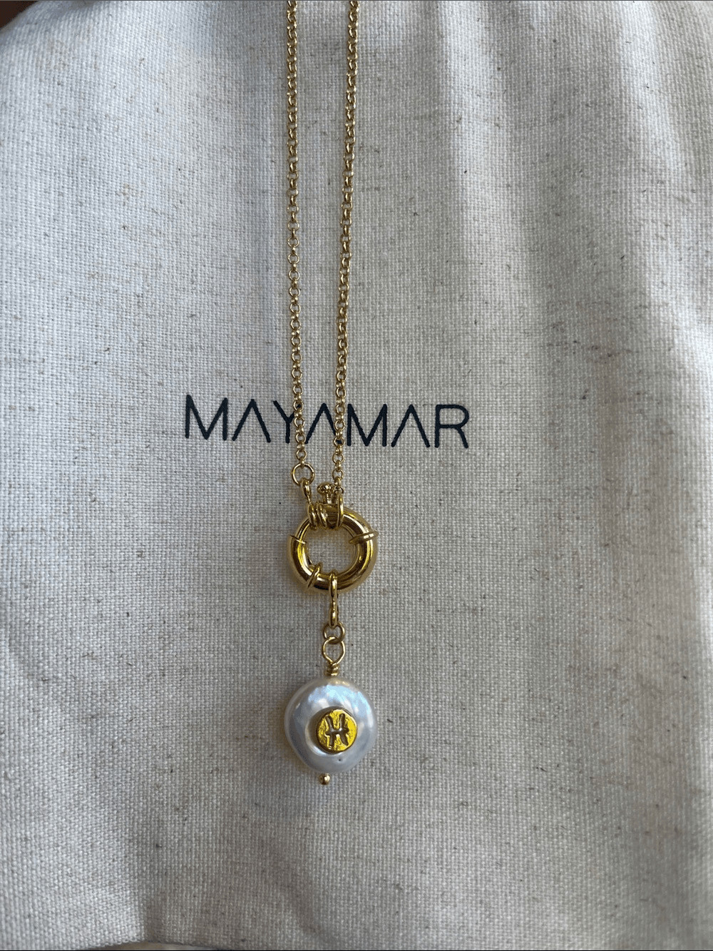 Pisces Zodiac Pearl Charm Necklace – 24k gold plating and freshwater pearl 00895