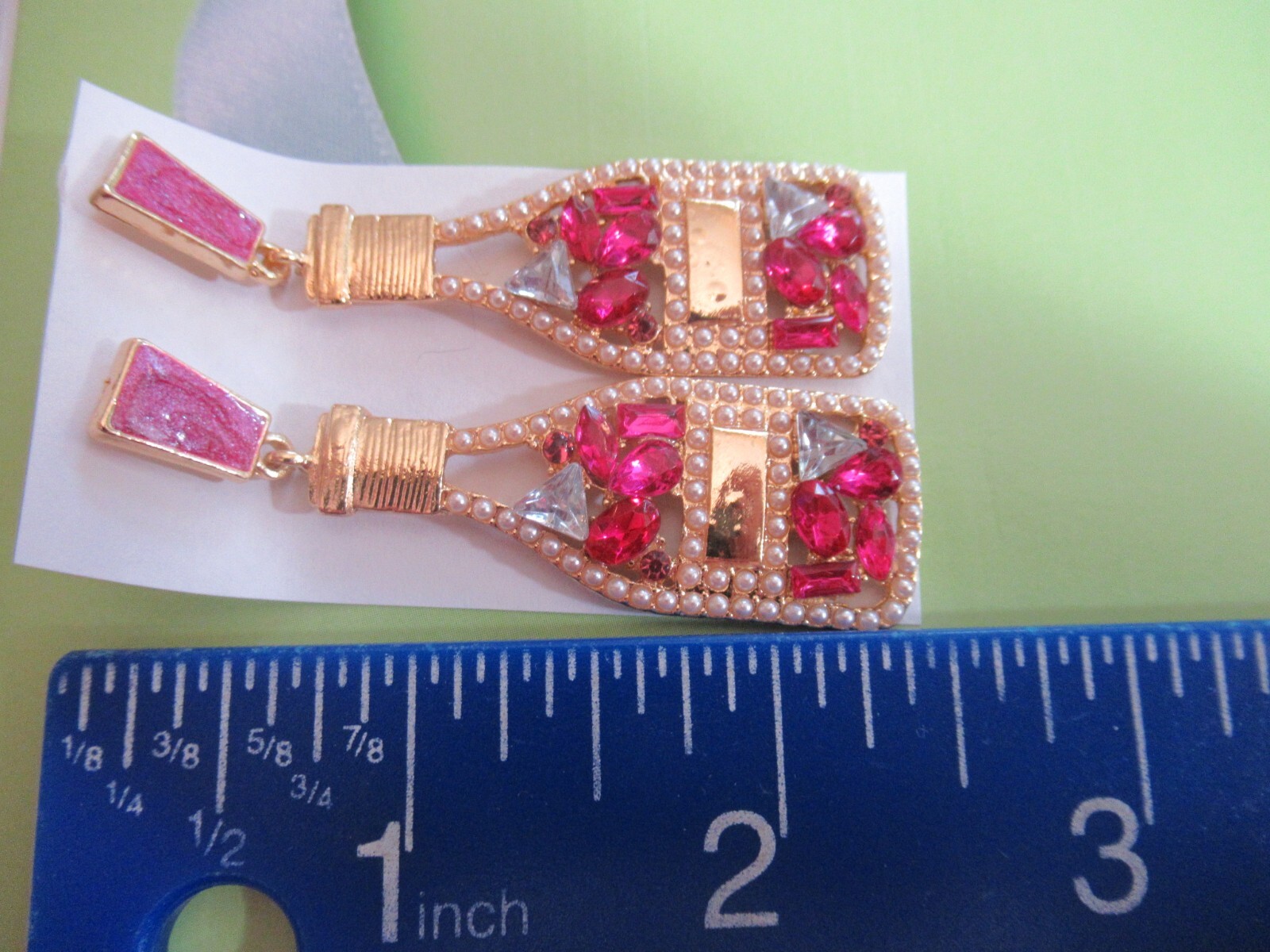 2.50″ POPPED CORK CHAMPAGNE BOTTLE & CHAMPAGNE GLASS RHINESTONE PEARL EARRINGS