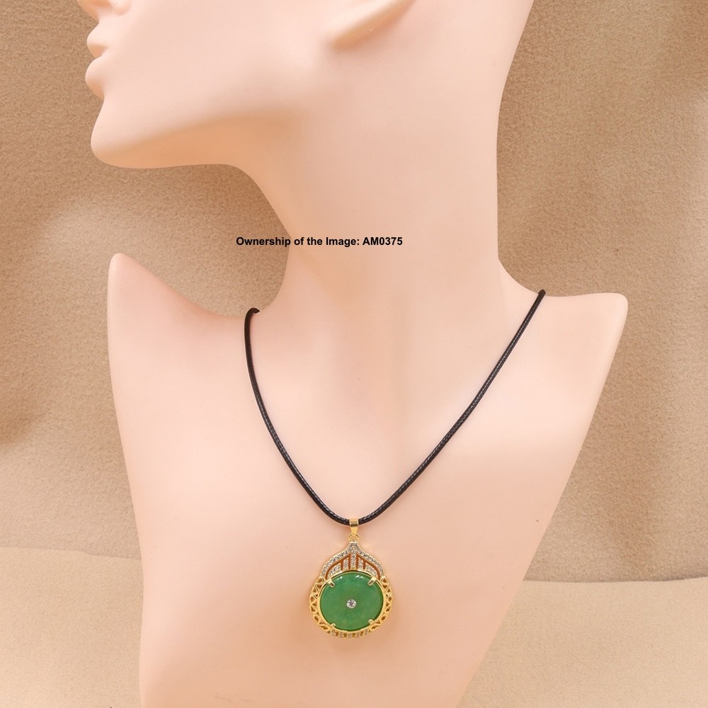 NEW Yellow Alloy Heating Jade Pendant For Women Men Safe-Circle Jade Pendant