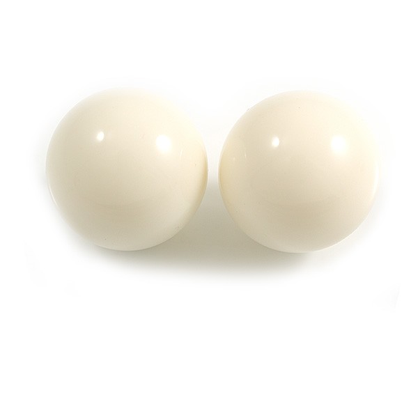 20mm Diameter/ Off White Acrylic Ball Stud Earrings
