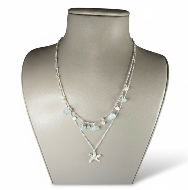 Tommy Bahama Women’s Silver Plated Double Layered Starfish Necklace NWT