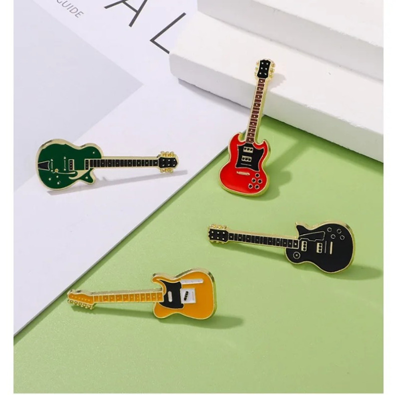 1pc Electric Guitar Brooch Musical Instrument Pin Clothing Bag Badge – NEW