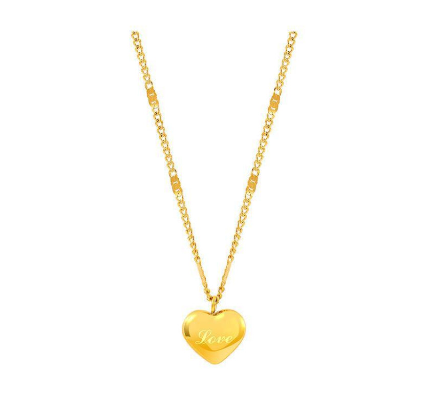 18K Gold Stainless Steel Love Floating Heart Pendant Chain Necklace Gift AG