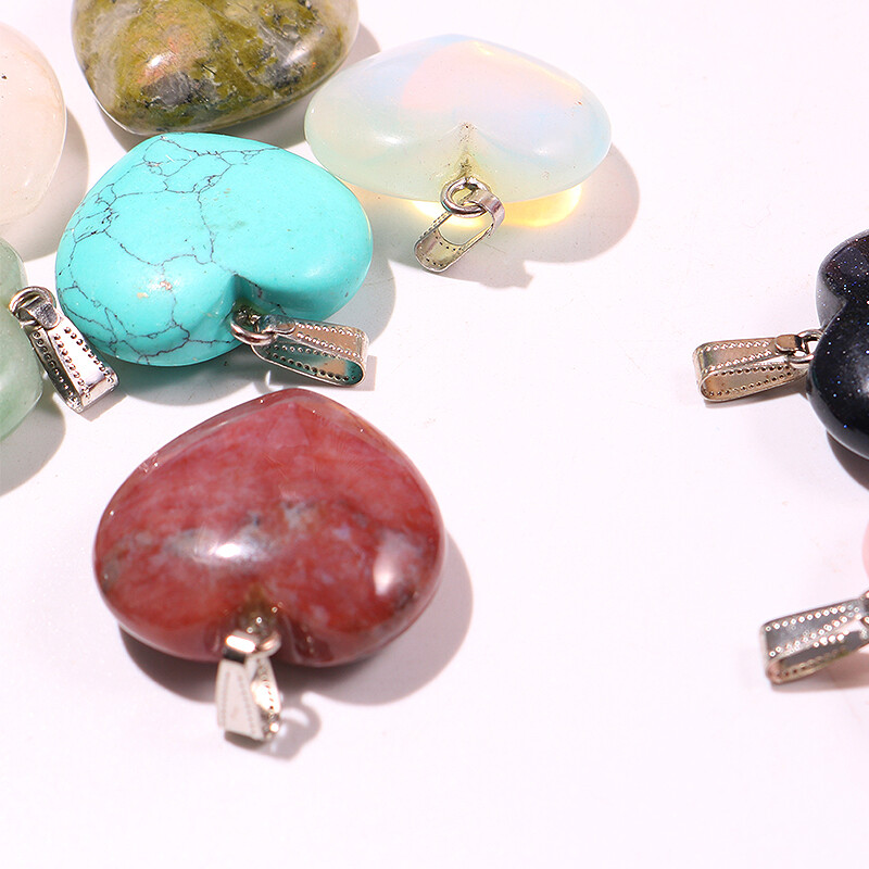 30mm Big Heart Pendant Natural Stone Healing Crystal Gemstone for jewelry 10pcs