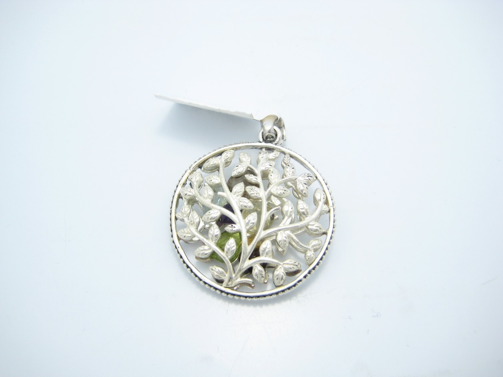 Bali Designed Samuel B Benham Sterling Silver Tree Of Life Gemstones Pendant