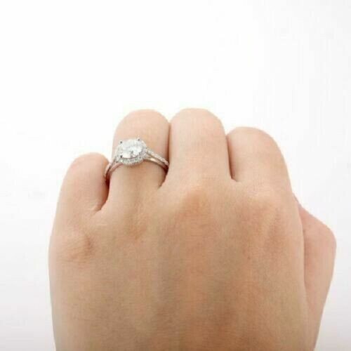 Preety 2.10 Ct Round Shape White Stone Engagement Ring In 935 Argentium Silver