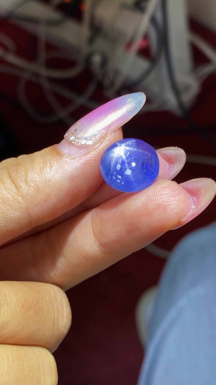 [jerseychou] Natural Star Sapphire 13.42 ct , Sri Lanka, No heat ,AIG