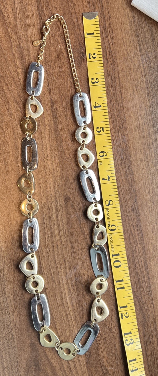 Kenneth Jay Lane (KJL) ~ Gold & Silver ~ Sculpted Link Necklace