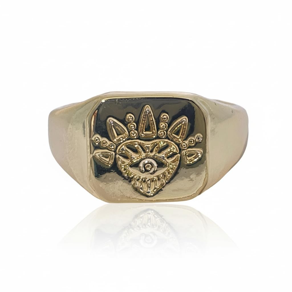 Evil Eye Promise Ring – 18K Gold Plated Gift for Women, Elegant Daily Wear
