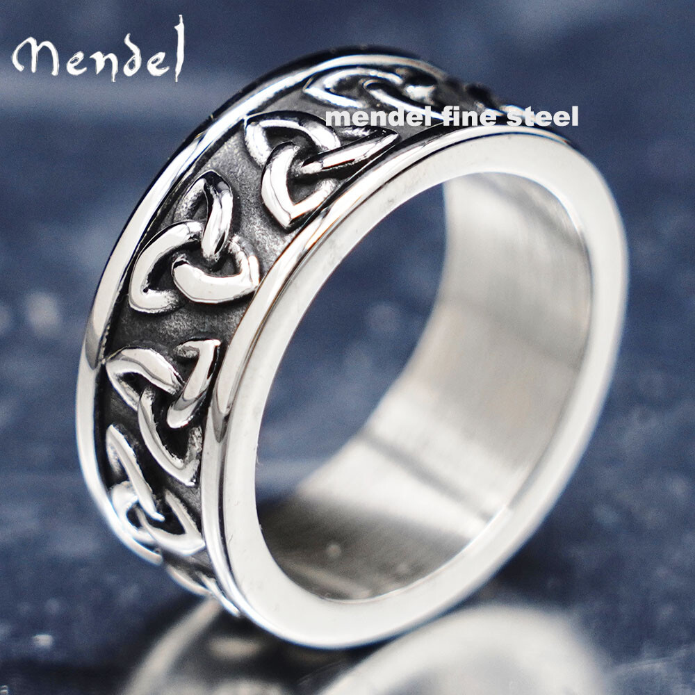 MENDEL Mens Womens Irish Celtic Trinity Knot Ring Band Stainless Steel Size 7-15