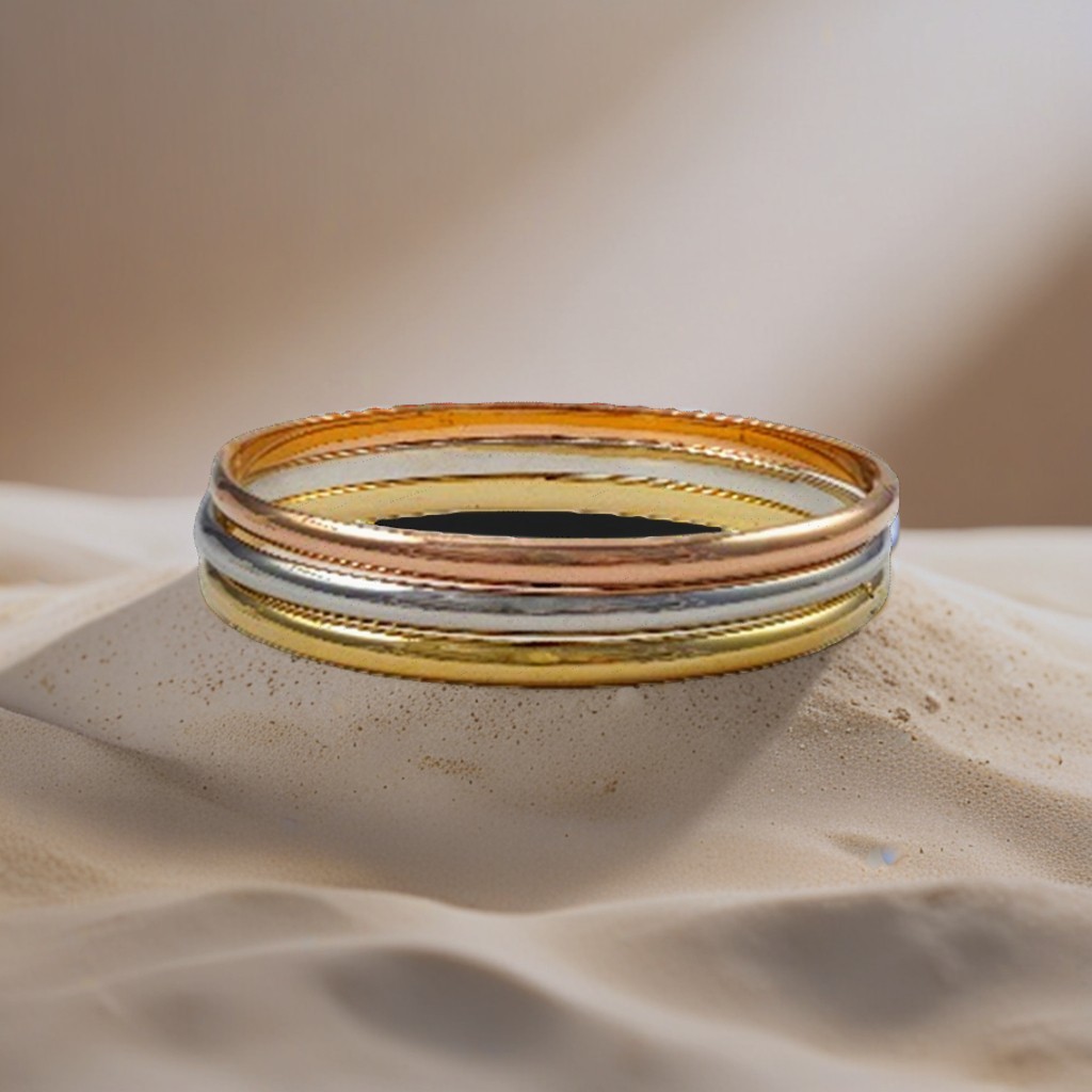 Solid Brass Bangle Set 65mm – 4mm Gold Rose Rhodium Plated Non Hollow Jewelry