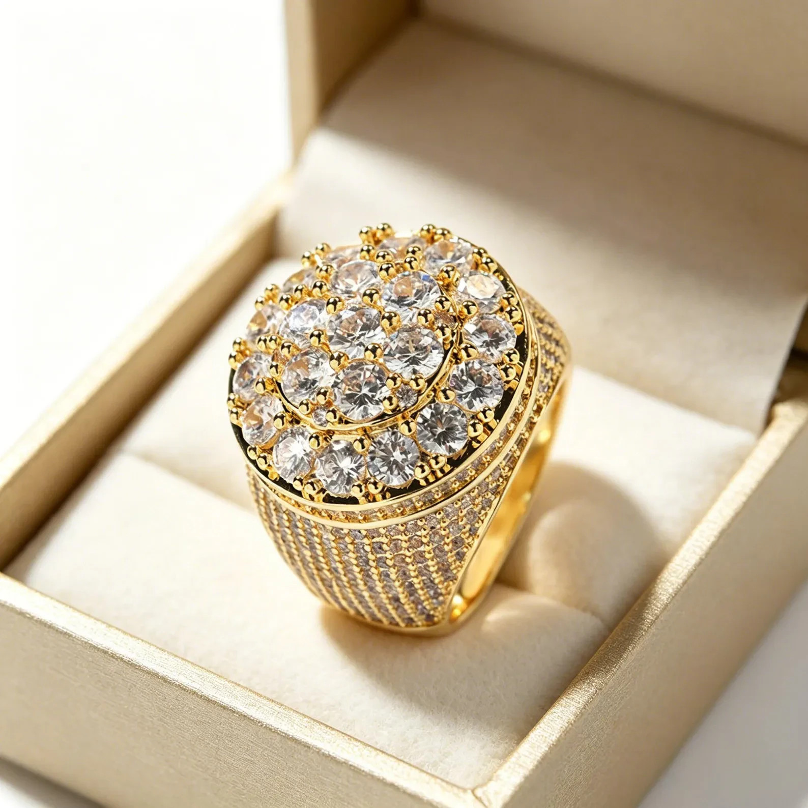 3 Ct Round Cut Simulated Diamond Wedding Pinky Band Ring 14k Yellow Gold Plated
