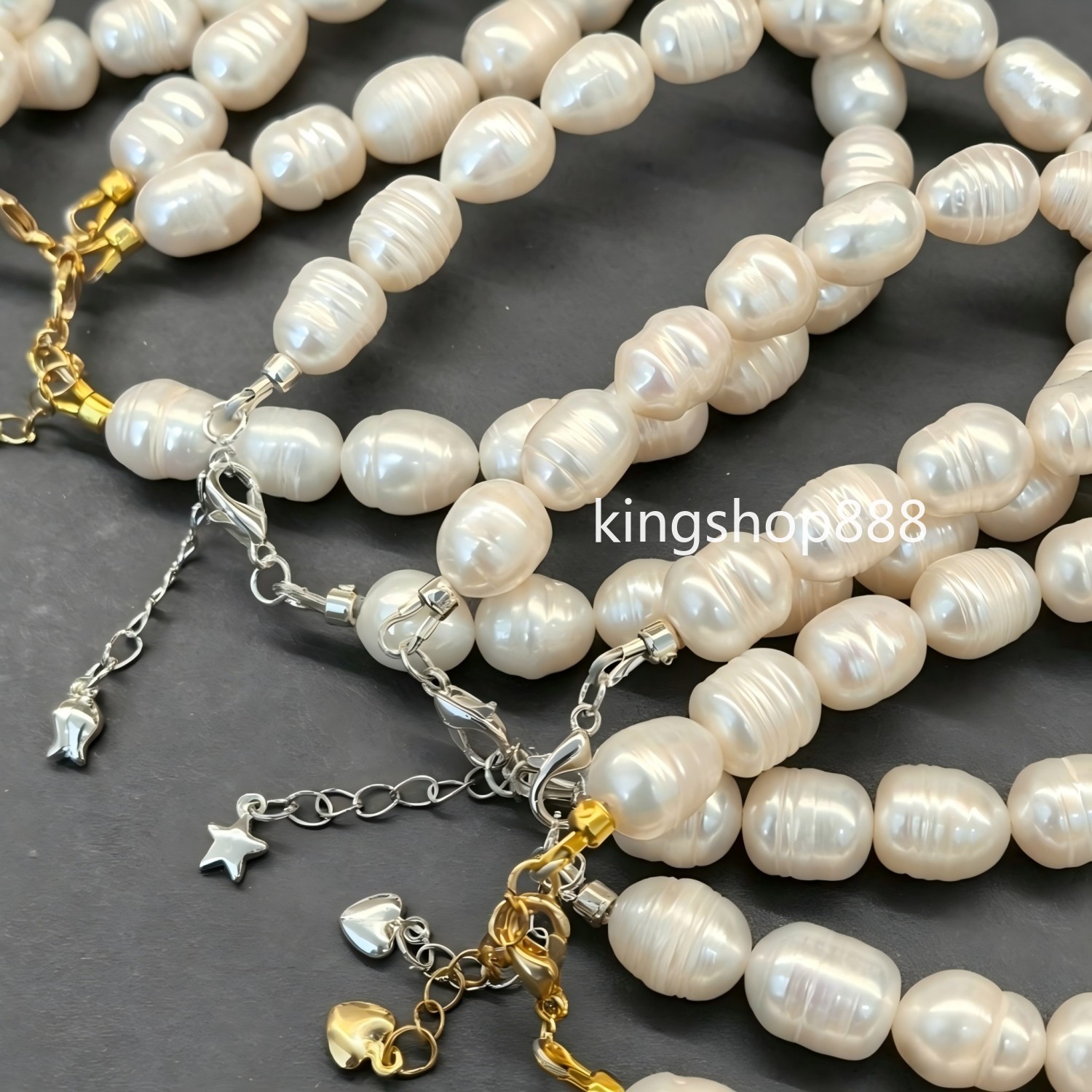 8″ Freshwater White Genuine Cultured Natural Pearl Beaded Bracelet Women 9x11mm