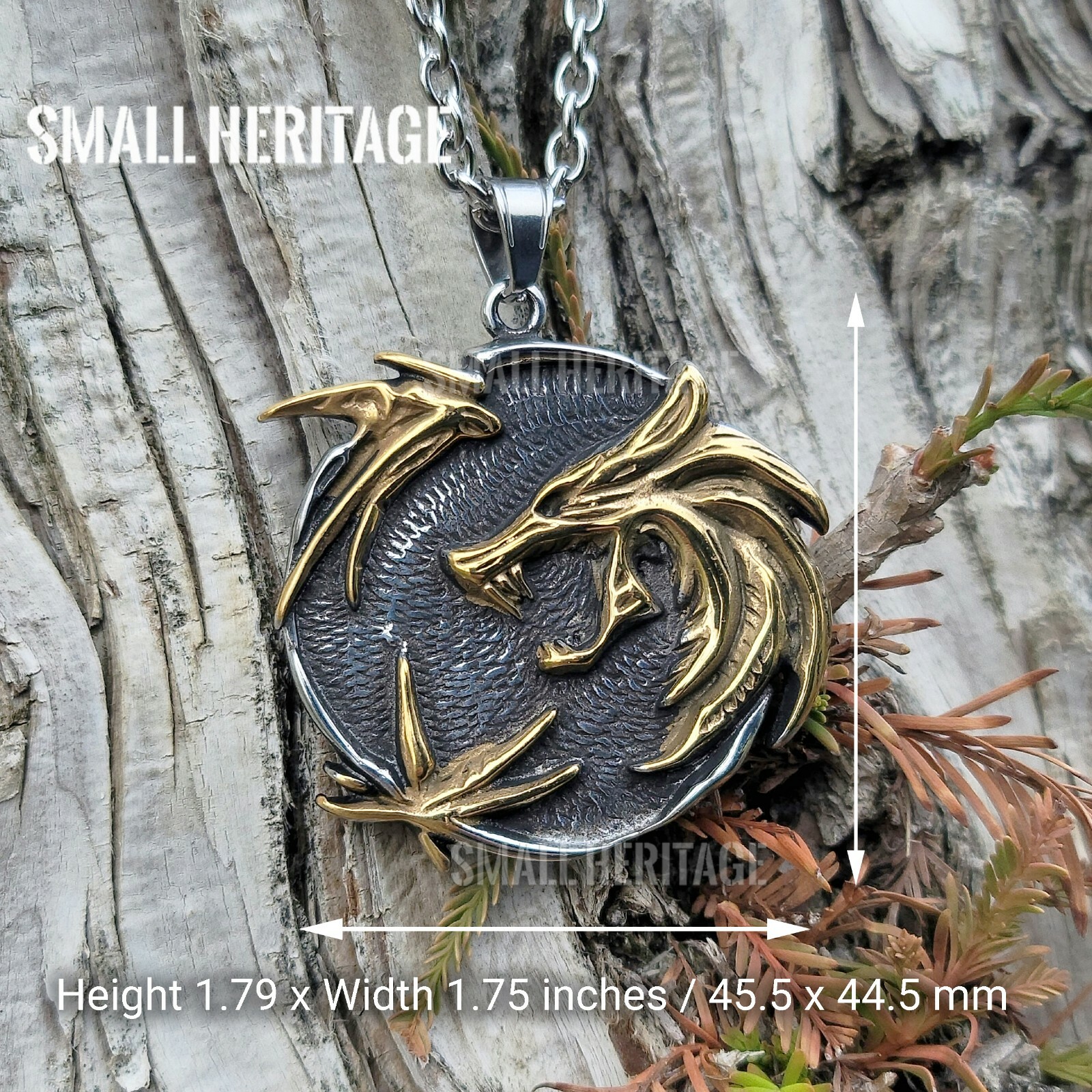 Wolf Head 316L Stainless Steel Necklace Wizard Pendant Witcher Silver Gold Color