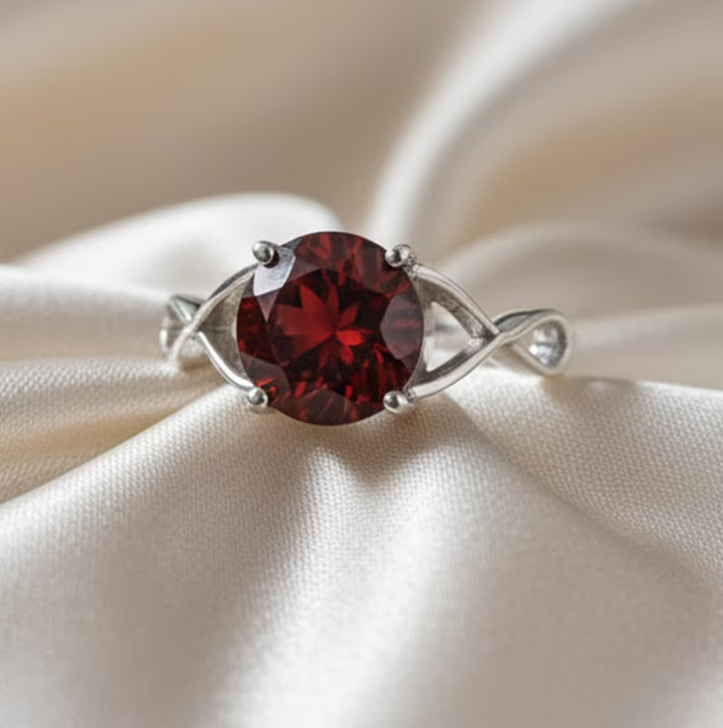 Hessonite Garnet Ring, Brass Gold Alloy , Birthday Gift Her, Women Ring