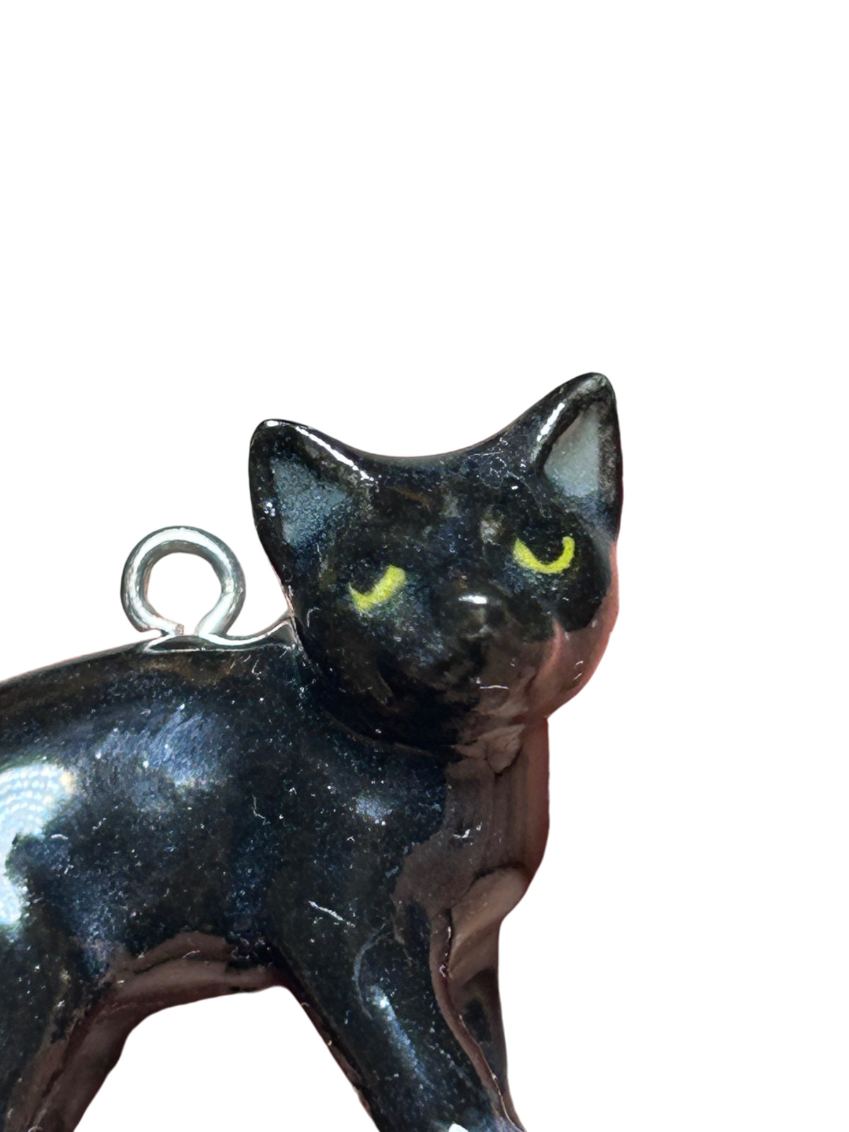 Little Critterz Jewelry – Black Cat Necklace – Pendant Porcelain Jewelry Vintage