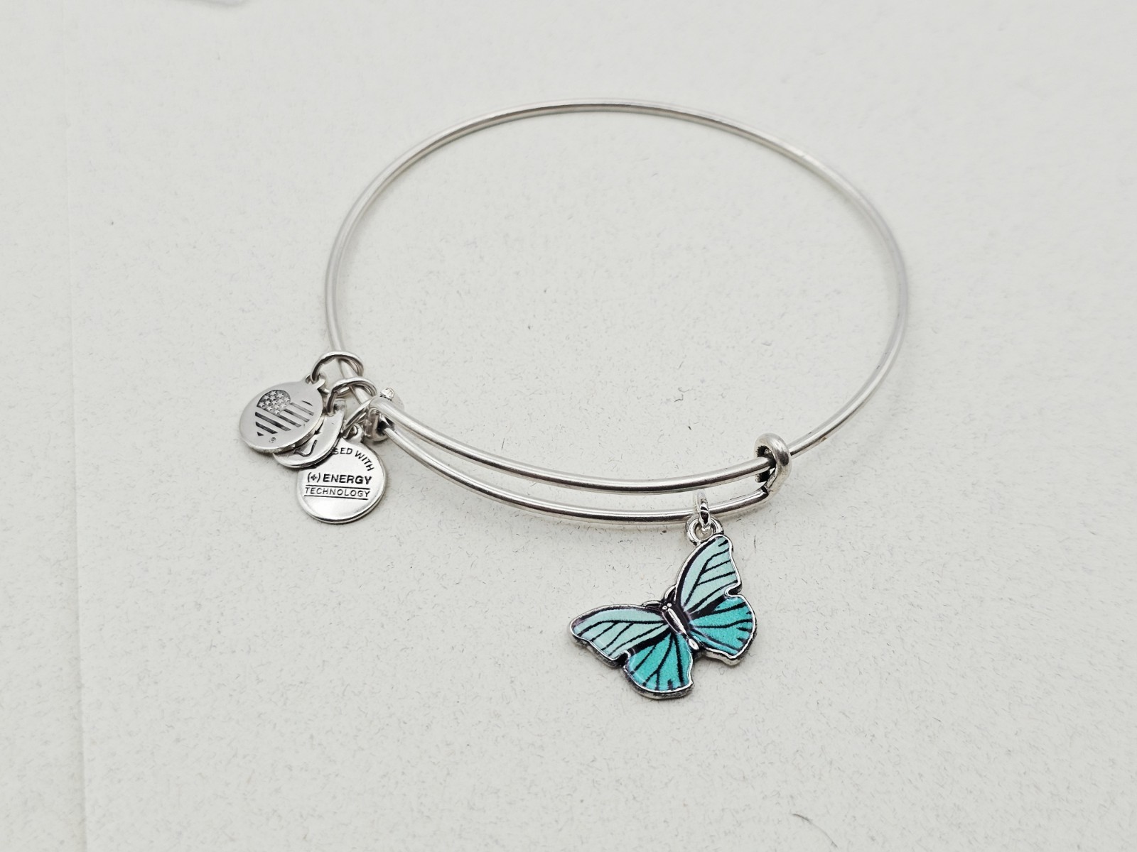 Alex Ani Silver Bracelet With Green Lace Butterfly 🦋 🦋 Generic Metal Charm ✨️