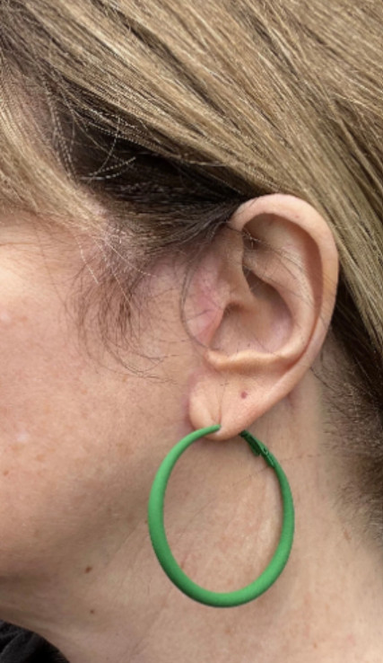Green Earrings, Green Matte Hoop Earrings 2 inches