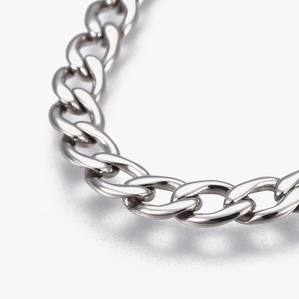 Stainless Steel Link Chain Bracelet Lobster Silver 8.3″ 21cm 5mm Z197