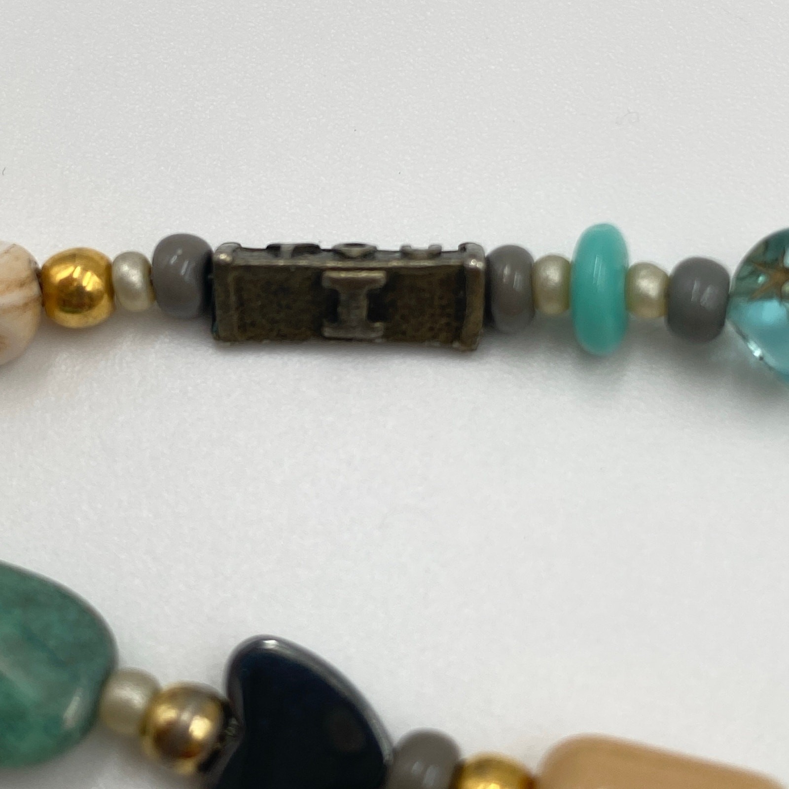 Beautiful Double Strand Bracelet, Earth Tone I Love You Half Moon Stars Bracelet