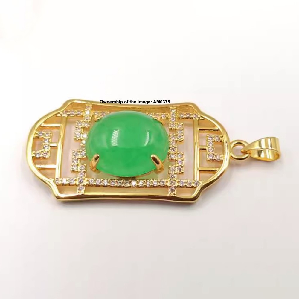 NEW Yellow Alloy Heating Jade Pendant Oriental Cultural Style Pendant 42mm H